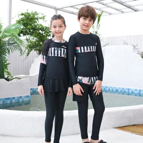 Childrens Swimsuit Kids Girls 2020 Child Swimwear Girl Baby Bikini Trousers For Boys Parent Medium Large Children Split Sun
