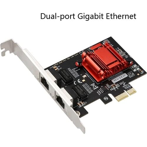 DIEWU TXA094 82575&6 Chip PCI-eX1 PCIE 2.0 Dual-Port Gigabit Server RJ45 Network Card 10/100/1000Mbps for Desktop Server