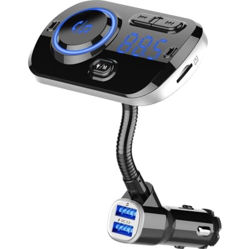 Breathing Atmosphere Lamp Car Voice Assistant Dual USB QC3.0 Fast Charger Wireless Bluetooth MP3 Car Phone FM Transmitter