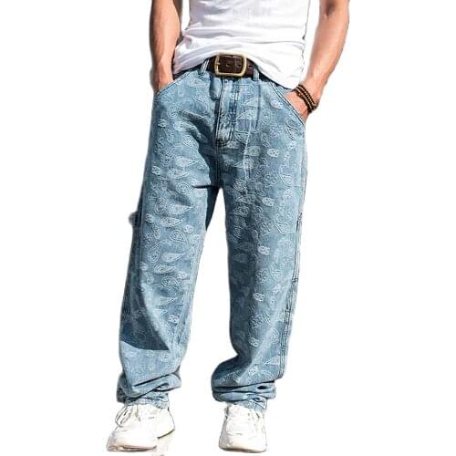 Fashion Hiphop Harem Jeans Men Casual Denim Pants Straight Loose Baggy Trousers Plus Size Cargo Pants Streetwear Men Clothing