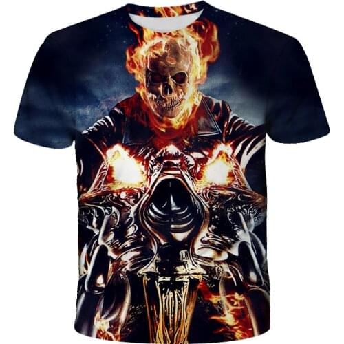New 3D Prints Ghost Rider T Shirt Kids Boy Girl Street Print Pleasantly Cool Baby Tops Funny Pattern Short Sleeve 4-14T