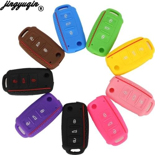 Jingyuqin Protect Car key shell For Volkswagen polo passat b5 golf 4 5 6 MK5 MK6 Eos Bora Beetle TSI new Silicone cover case