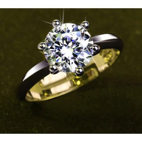 24K Gold 1ct Lab Diamond cz Ring Real 925 sterling silver Engagement Wedding band Rings for Women Men Moissanite Party Jewelry