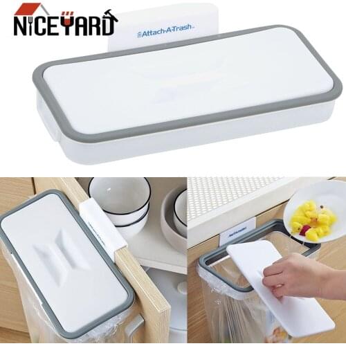 Square Garbage Bag Holder Trash Bag Holder Kitchen Garbage Bag Cupboard Door Back Hanging Drawer Storage Rack Trash Rack