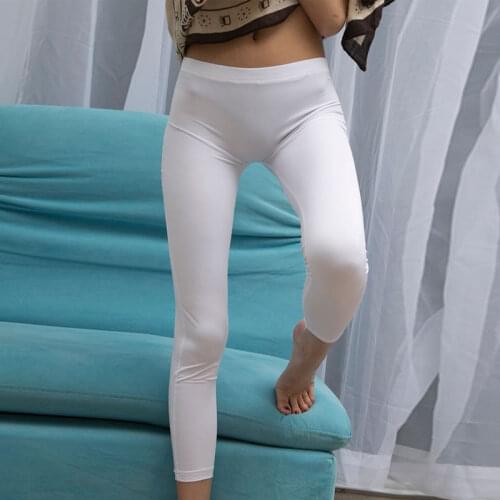 New Sexy Ice Silk Transparent One-piece Leggings See Through Pencil Pants Erotic Lingerie Club Wear Front aAnd Rear Seamless