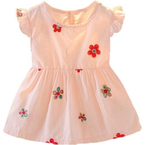 2019 Hot children\s kids dresses for girls solid color print cartoon princess cute cotton soft dress for 0-4T