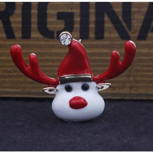 Cute Pins Christmas Brooches Deer Broches Para Mulheres Rhinestone Women Men Girl Badge Dress Suit Coat Broszka Spilla Jewelry