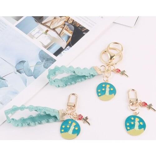 Fashion Cartoon Little Prince Rose Key Chain Creative Key Chain Charms Couple Gift Bag Key Chain Accessories Valentines Day Gift