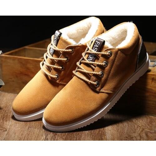 2021 Winter Shoes Men Booties Warm Plush Cold Winter Cotton Shoes Flat Non-slip Mens Casual Shoes Snow Soft Comfortable KA3901