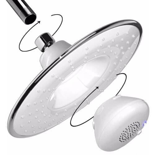Wasourlf Music Player Phone Speaker Bluetooth Shower Head Wall Mounted Rain Shower White Colour Bath Bathroom Accessories
