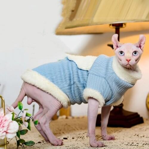 New Autumn Winter Sphynx Cat Clothes Cashmere Keep Warm Coat For Hairless Cat Clothes Classic Puppy Pet Cats Clothes Dog Sweater
