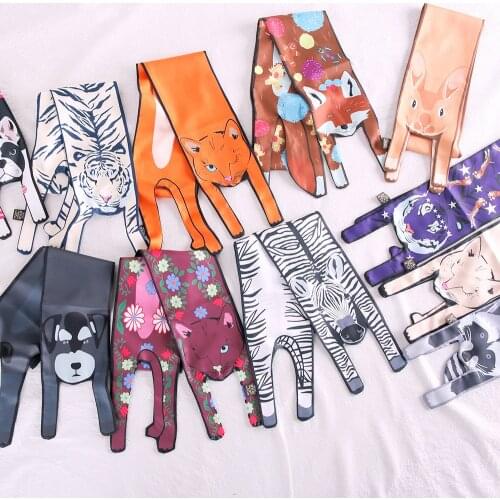 2020 New Fancy Animal Print Scarf Female Girls Chiffon Cat Spring Autumn Long Printed Scarf Wild Thin Cartoon Small Scarves Wrap