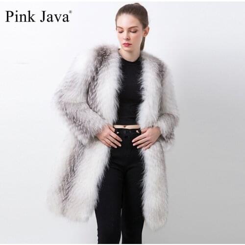 PINK JAVA QC20093 NEW ARRIVAL real fur coats women winter natural fox fur coat real silver fox long coat red fox fur