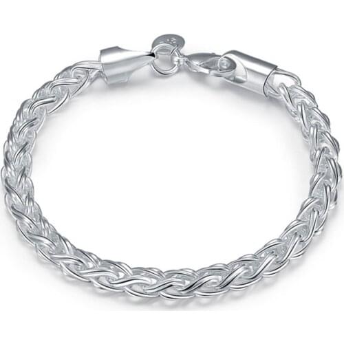 New 925 Sterling Silver Bracelet Fishbone Bracelet Woman & Mens Jewelry Gift 5 orders