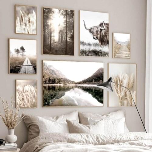 Autumn Scenery Poster Home Decor Nordic Canvas Art Painting Nature Grass Landscape Picture Wall Art Print for Living Room Design