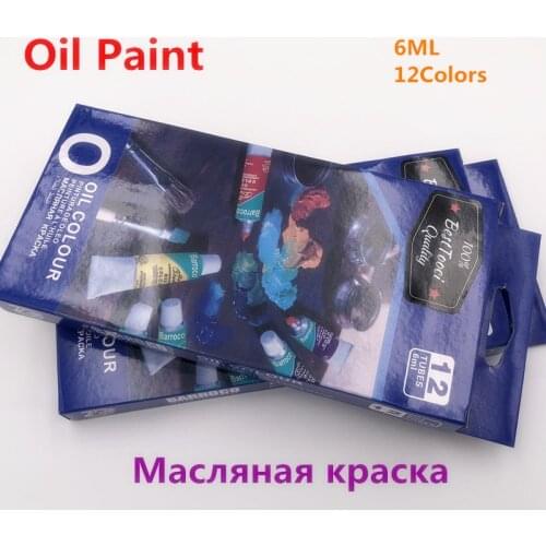 Professional Oil Colors Paints Fine Painting Art Supplies 12 Colours 6 ML Tube Offer 1 Brush For Free
