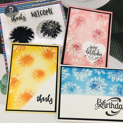 Alinacutle Clear Stamps Layered Flowers Set DIY Scrapbooking Card Album Paper Craft Rubber Transparent Silicon Stamps