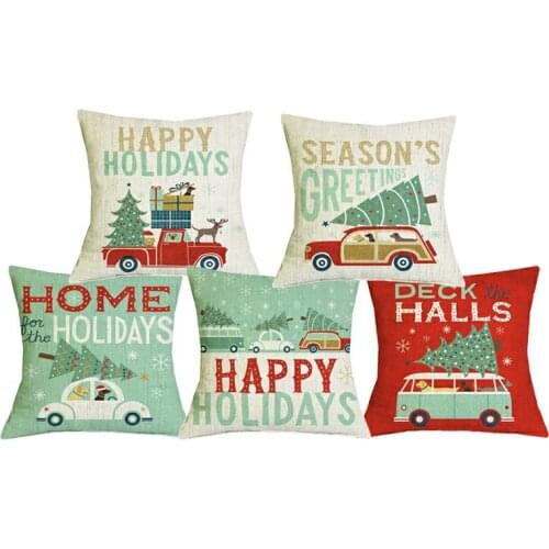 Holiday On Wheels Christmas Pillo Cover Home Decor Living Room Bedroom Throw Pillows Cushion Covers