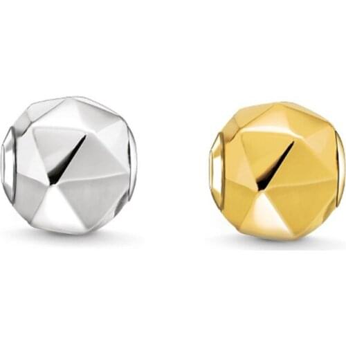 Silver & Gold-color Triangle Facet Karma Beads Fit Bracelet Necklace, DIY Bead Accessories Gift For Jewelry Making For Women Men