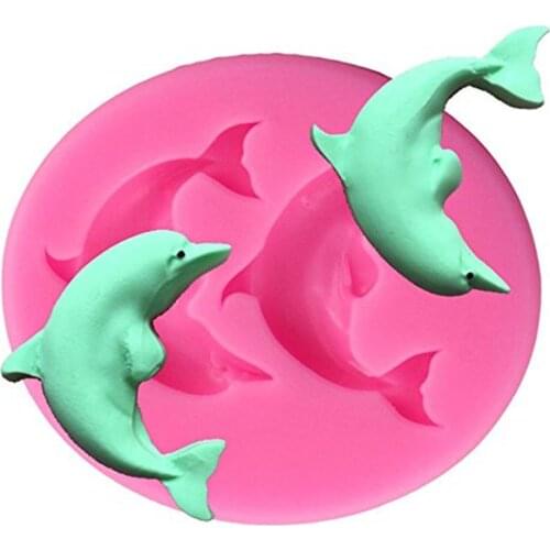 3D Dolphin Style Food Grade DIY Silicone moulds for Cake Decoration Tools Polymer Clay Craft Molds Handmade Soap Chocolate Form