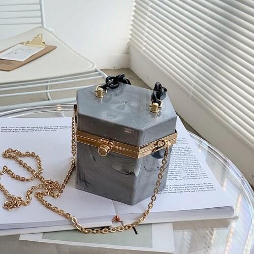 Acrylic Hexagon Box Handbag for Women Party Clutch Bag Mini Crossbody Bag Fashion Purses Candy Color Shoulder Bag Wedding Bag