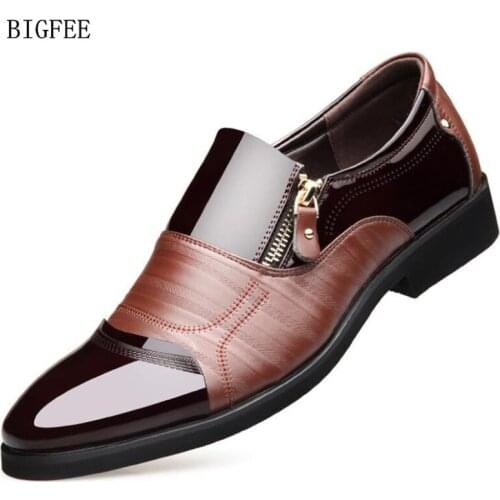 Mens Dress Shoes Pointed Toe Mixed Colors Flats Zip Oxford Business Genuine Leather High Quality Soft Casual Breathable Shoes