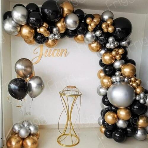 110pcs Balloon Arch Garland Kit Chrome Gold Latex Black Balloons Wedding Graduation Party Birthday Globos Decorations