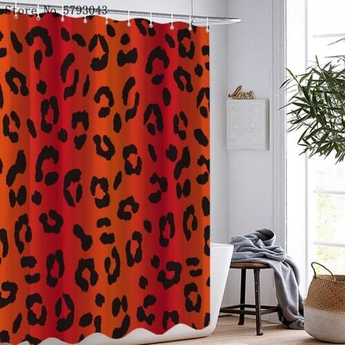 Red Leopard Shower Curtain Multicolor Washable Bathroom Curtain 3D Print Colorful For Bathroom Waterproof Shower Curtain Decor