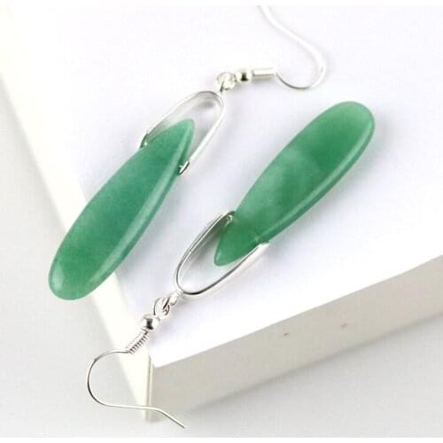 S925 sterling silver green agate jewelry drop shape creative earrings ladies dinner fashion earrings gift charm high jewelry