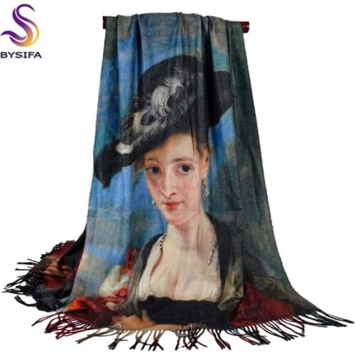 BYSIFA| New Grey Blue Women Wool Scarves Shawl Autumn Winter Foulard Warm Long Cashmere Pashmina Fashion Ladies Scarves Wraps