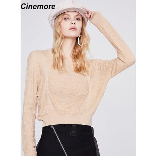 Cinemore 2021 New Womens jumper Autumn long sleeve O-Neck Womens clothing Pullover Knitted Sweater Soft Warm Slim tops BK4180