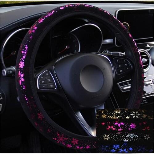 Hot Universal Car Steering Wheel Cover Snowflake Pattern snowflake pattern showing personality For Women Girls 37-38cm kit