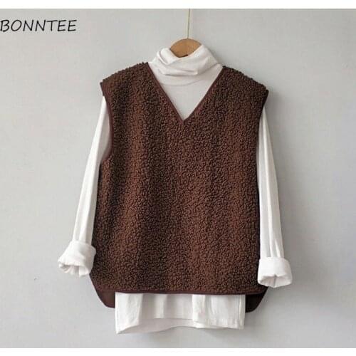 Vest Women V-Neck Cozy Solid Spring Autumn Comfortable Stylish Casual All-match Korean Version Simple Female Clothing Prevalent