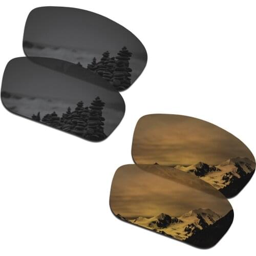 SmartVLT 2 Pairs Polarized Sunglasses Replacement Lenses for Oakley Straightlink Stealth Black and Bronze Gold