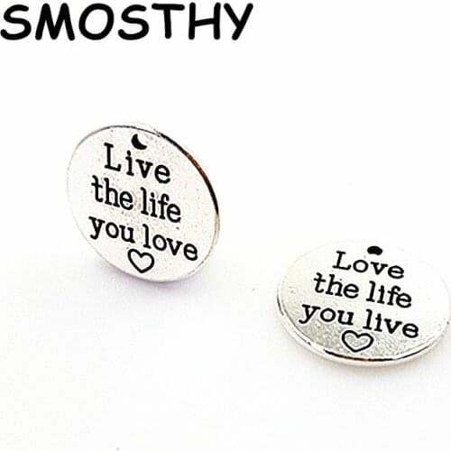 20pcs high alloy 22mm 2-sided live the life you love charm DIY jewelry gift handmaking accessory SMC319