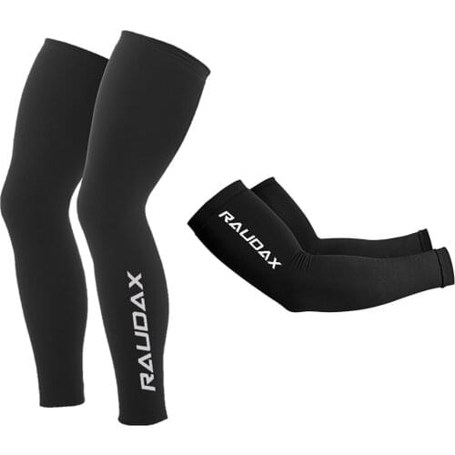 2021 Team Raudax Black Leg Warmers UV Tection Cycling Arm Warmer Breathable Bicycle Running Racing MTB Bike Leg Sleeves