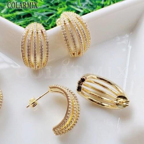 3 Pairs C shape Stud earrings Gold color metal earrings dangle earrings New design Heart shape earrings for women31649