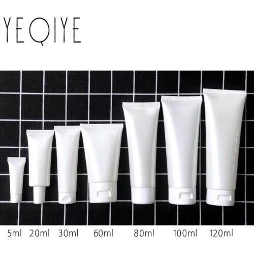 【30PCS】Pearl White 5/20/30/60/80/100ml Soft Empty Bottle Cosmetic Cream Refillable Bottle Body Cream Shampoo Squeeze Container