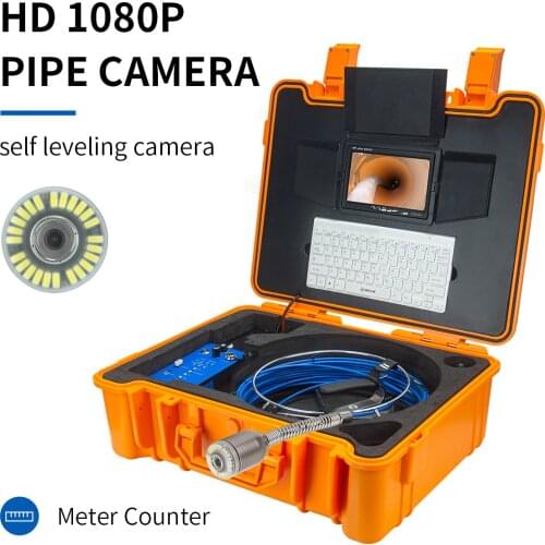 50mm Camera HD 1080p Pipe Camera Self-balancing Drain Sewer Camera Pipeline Inspection Meter Counter Endoscope H1A with ABS Case