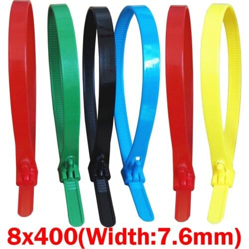 8x400 8*400mm (7.6mm Width) Blue Yellow Red Nylon Network Electric Wire String Plastic Reusable Releasable Zip Ties Cable Tie