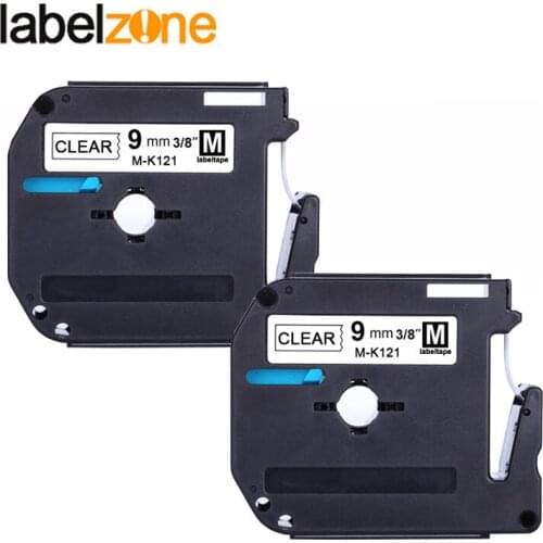 9mm Black on clear MK121 Label Tapes Compatible Brother p-touch Printer ribbon cassette M-K121 MK-121 mk121 m121 for brother