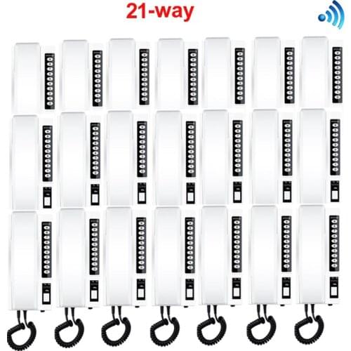 ZHUDELE Audio Intercom System 21-Way Interphones 2.4Ghz Wireless Audio Door Phone Kits,indoor intercom 99 handsets extendable