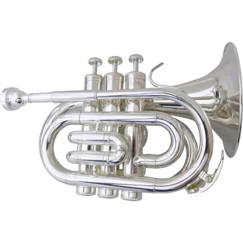 Bb Pocket trumpet horn Silver Plated with Case and Mouthpiece musical instruments professional