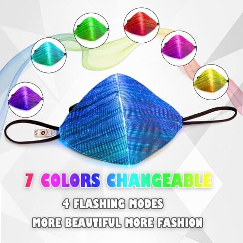 White black LED Flashing Mask 7 Colors Luminous Light With USB Charge Masks Break Dance DJ Party Halloween Light Up Mask