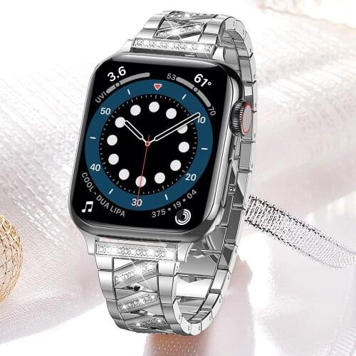 Bling Bracelet for apple watch se 6 band series 5 4 3 40mm 44mm 38mm 42mm Luxury Jewelry Diamond Metal strap for iwatch bands