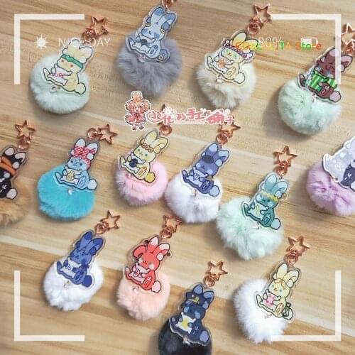 Anime JoJos Bizarre Adventure Kujo Jotaro Cute Rabbit Plush Keychain Jonathan Joestar School Itabag Pendant Key rings Gifts