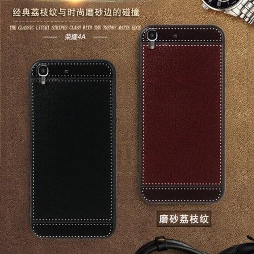 Capa for Huawei Y6 Honor 4A Case leather 5.0 Soft Black silicone Classic litchi stripes Cover for Huawei honor 4A Case luxury Y6