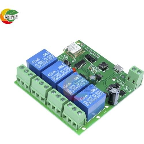 DC 7V-32V AC 220V 4 Channel Wifi Relay Module Remote Control Switch APP Wireless Jog Self-Lock Interlock For Smart Home Board