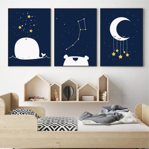 Kids Room Decoration Cartoon Cute Animals Nursery Wall Decor Canvas Picture Posters and Prints for Living Room Frameless