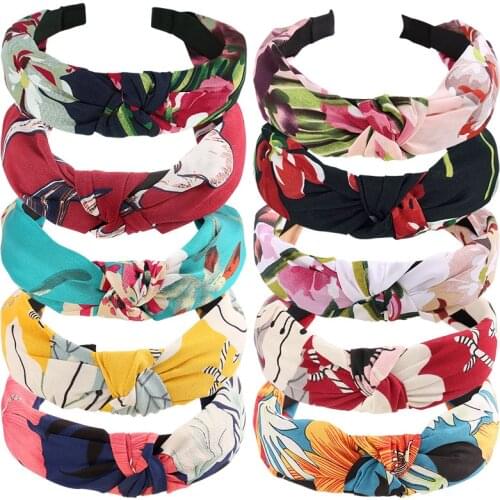 Girls Korean Womens Printed Fabric Knot Headbands Knotted Hairband for Women Hair Accessories Girl Hair Bands Stripe Head Wrap